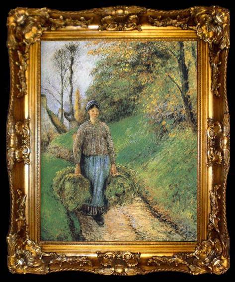 framed  Camille Pissarro Mention hay farmer, ta009-2